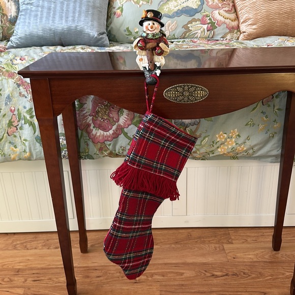 Snowman stocking holder with crescent moon on top hat - Picture 2 of 5